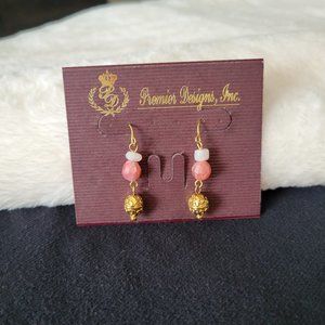 Premier Designs Tara Earrings, Vintage, Gold/Pink